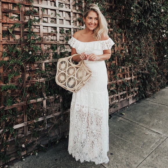 Wayf Dresses & Skirts - [WAYF] Odette Off the Shoulder Lace Dress